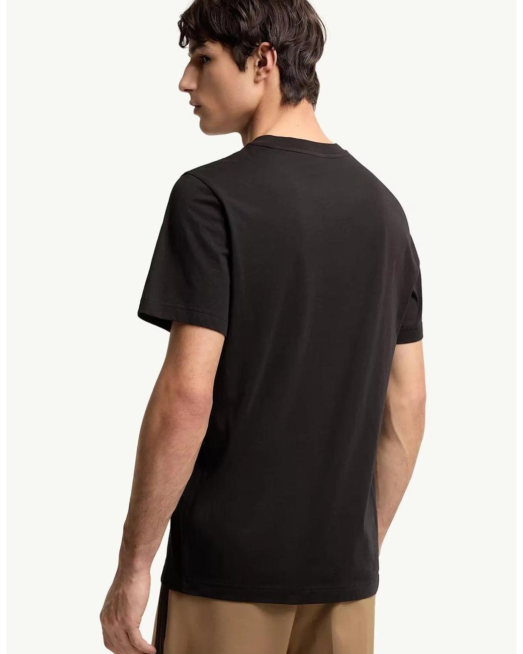 Moncler Black Triple Logo Cotton T-Shirt for men