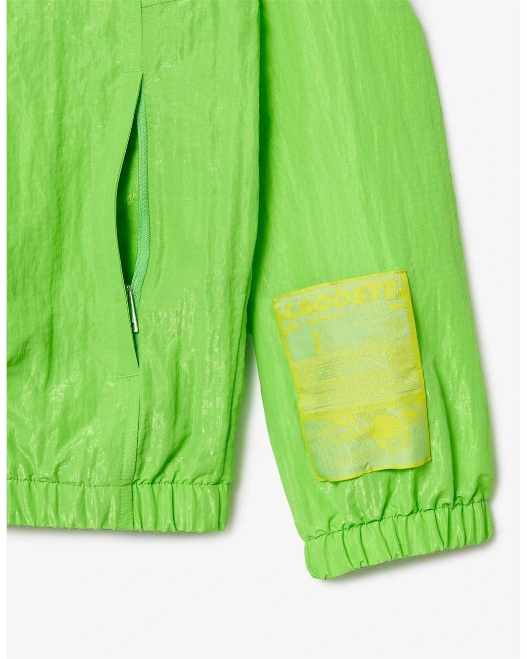 Lacoste Green Solid Patterned Rain Jacket With Crocodile Logo for men