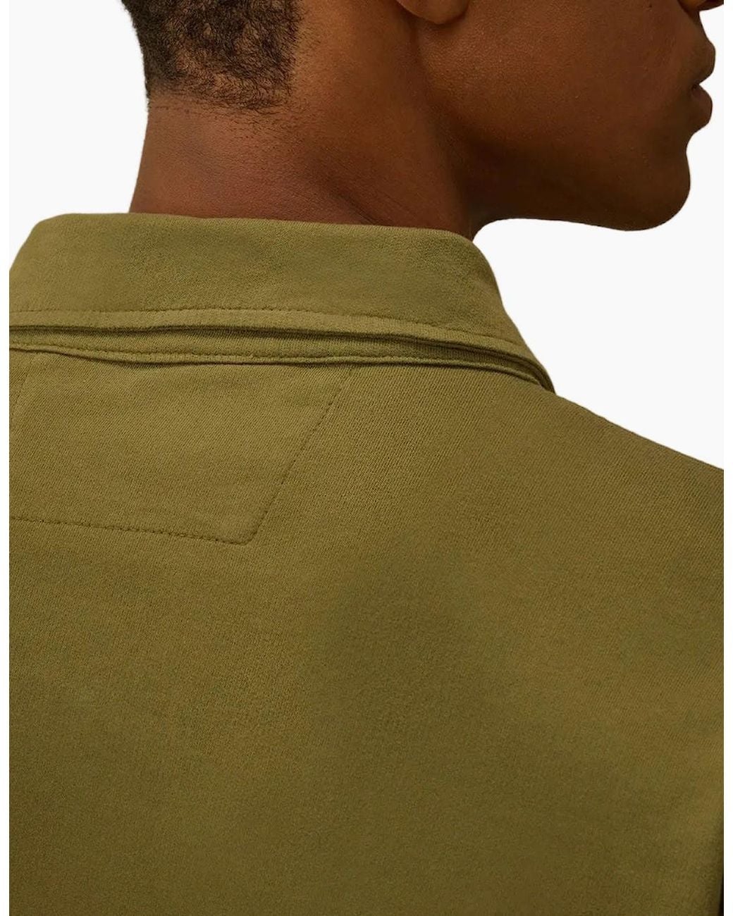 C P Company Green Light Fleece Polo Zip Lens Sweatshirt for men