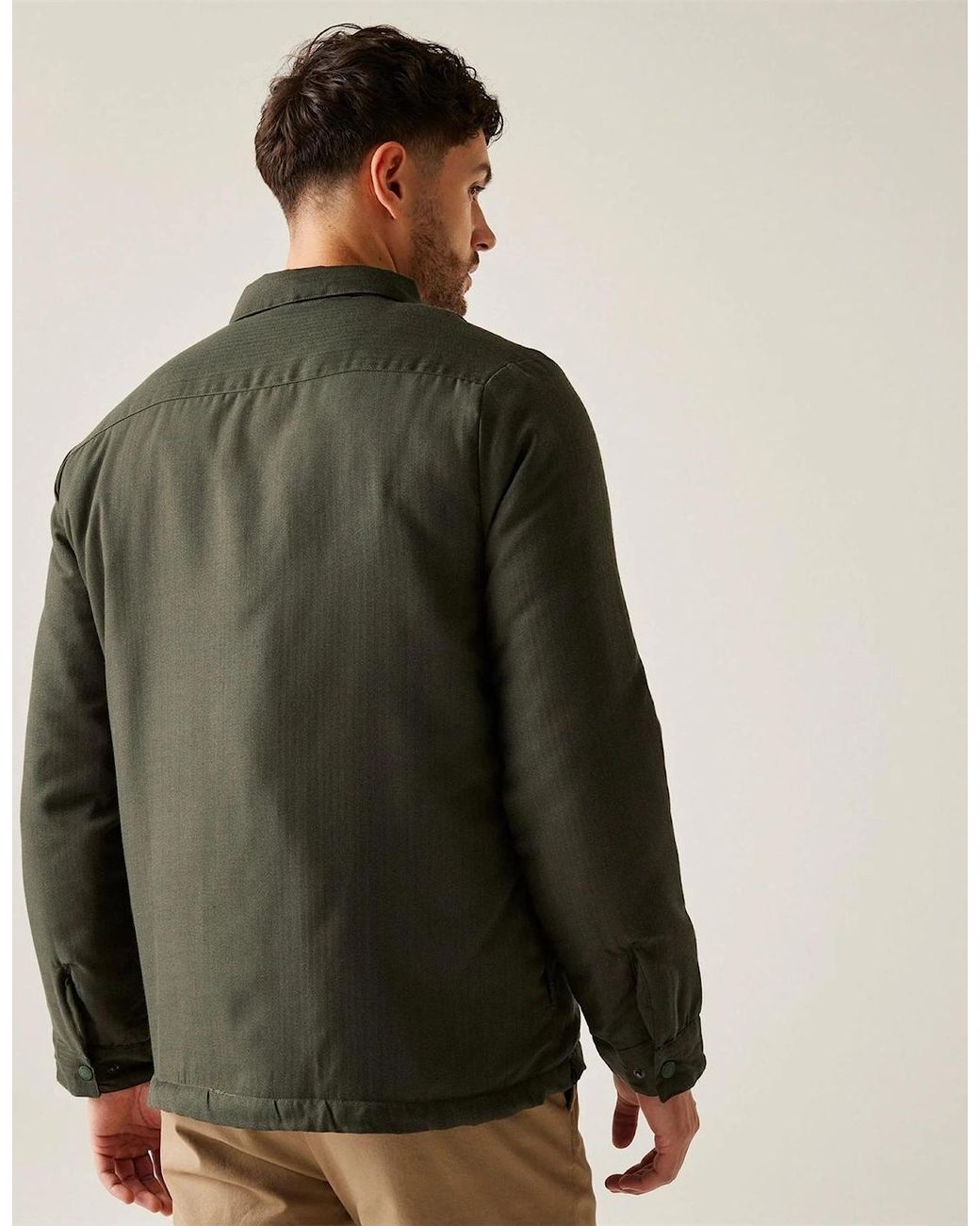 Regatta Green Collared Neck Long Sleeve Regular Fit Overshirt for men