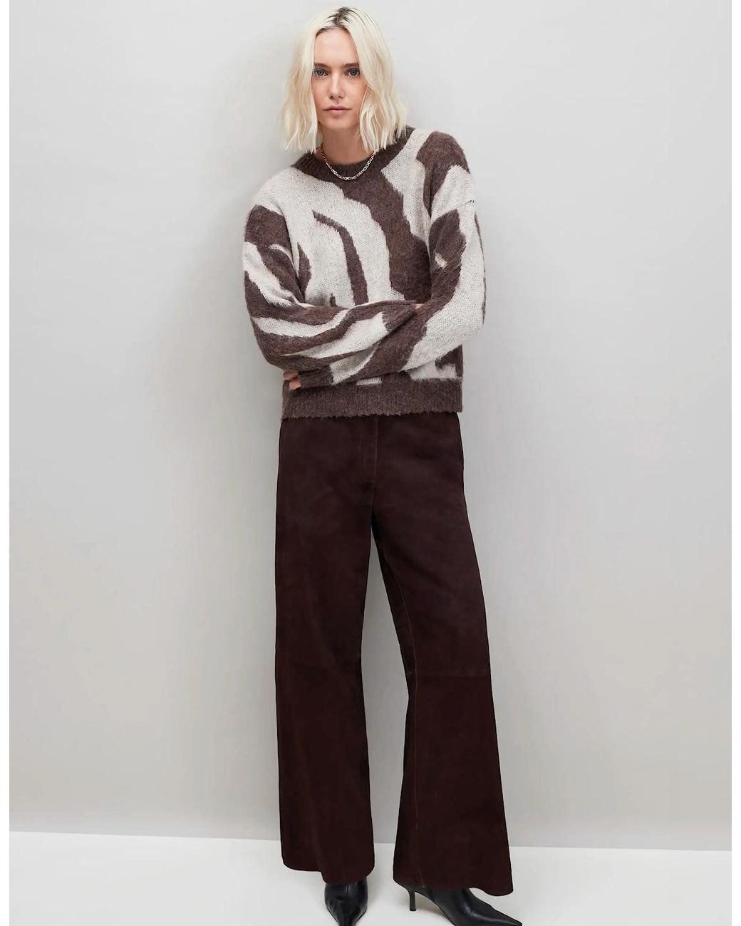 Ro&zo Gray Zebra Brushed Knit Jumper With Alpaca
