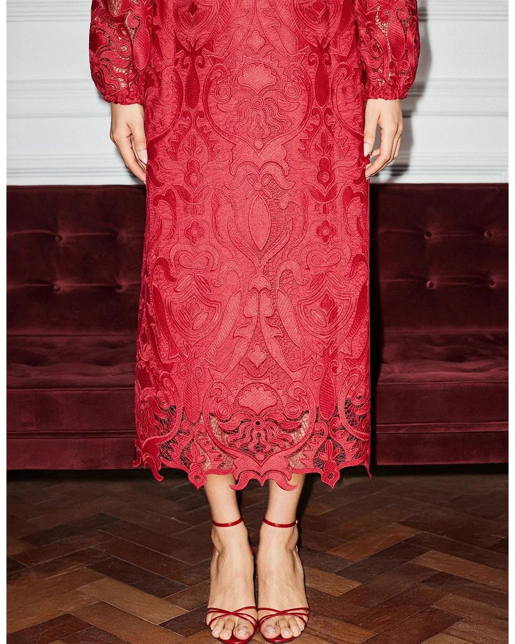 Ro&zo Red Kendall Lace Open Back Dress