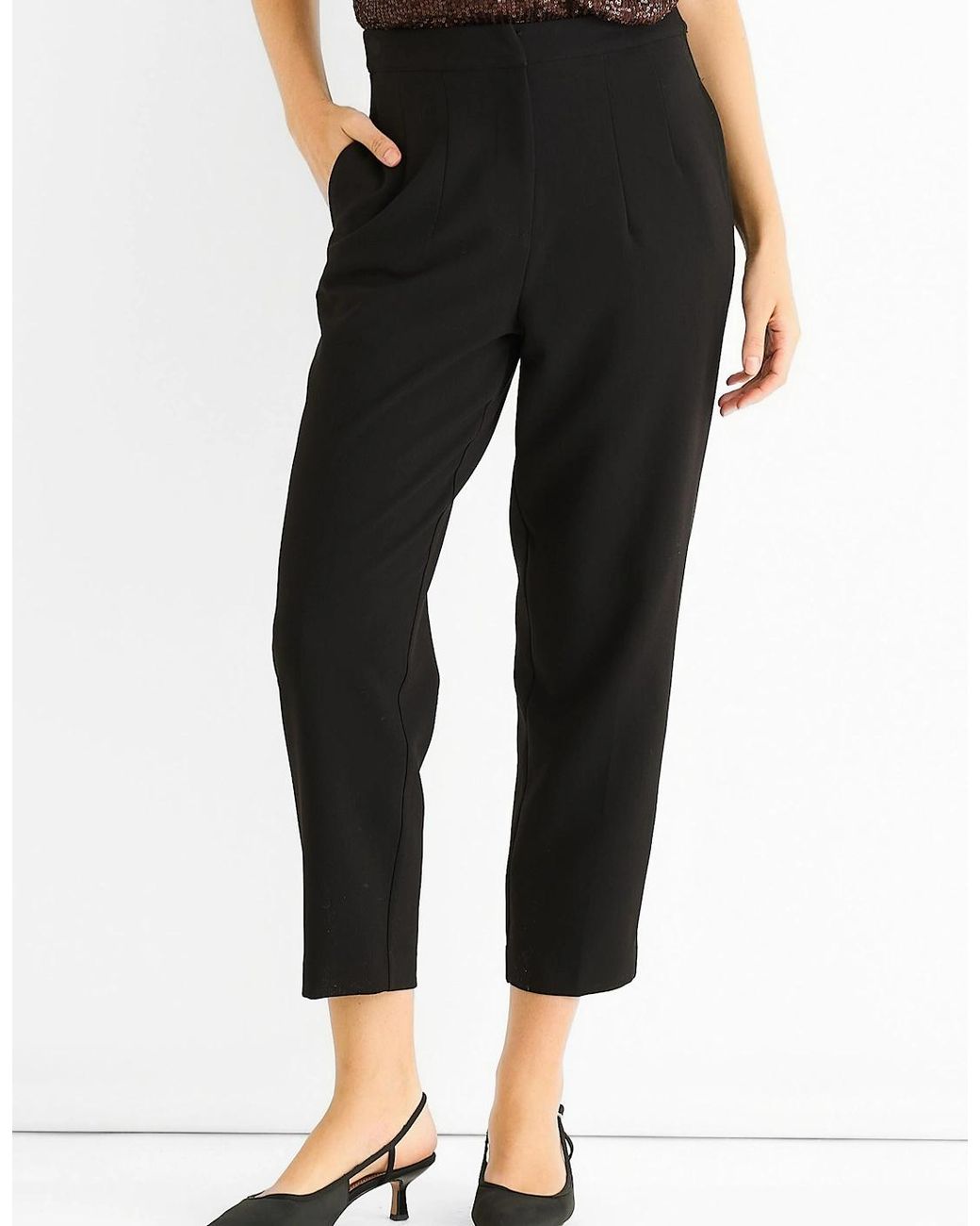 Gini London Black Ankle Grazer Cigarette Tailored Trousers