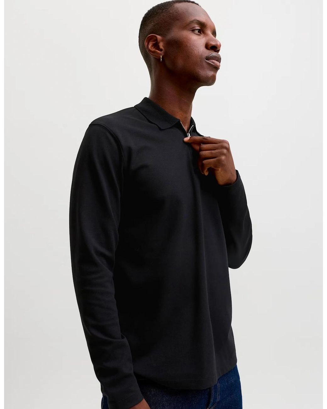 Jack & Jones Blue Jprblaethan Polo Long Sleeve Top for men