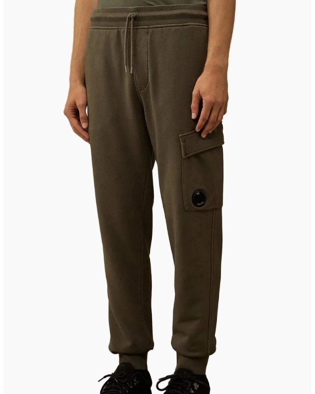 C P Company Green Resist Dyed Diagonal Fleece Lens Sweatpants for men