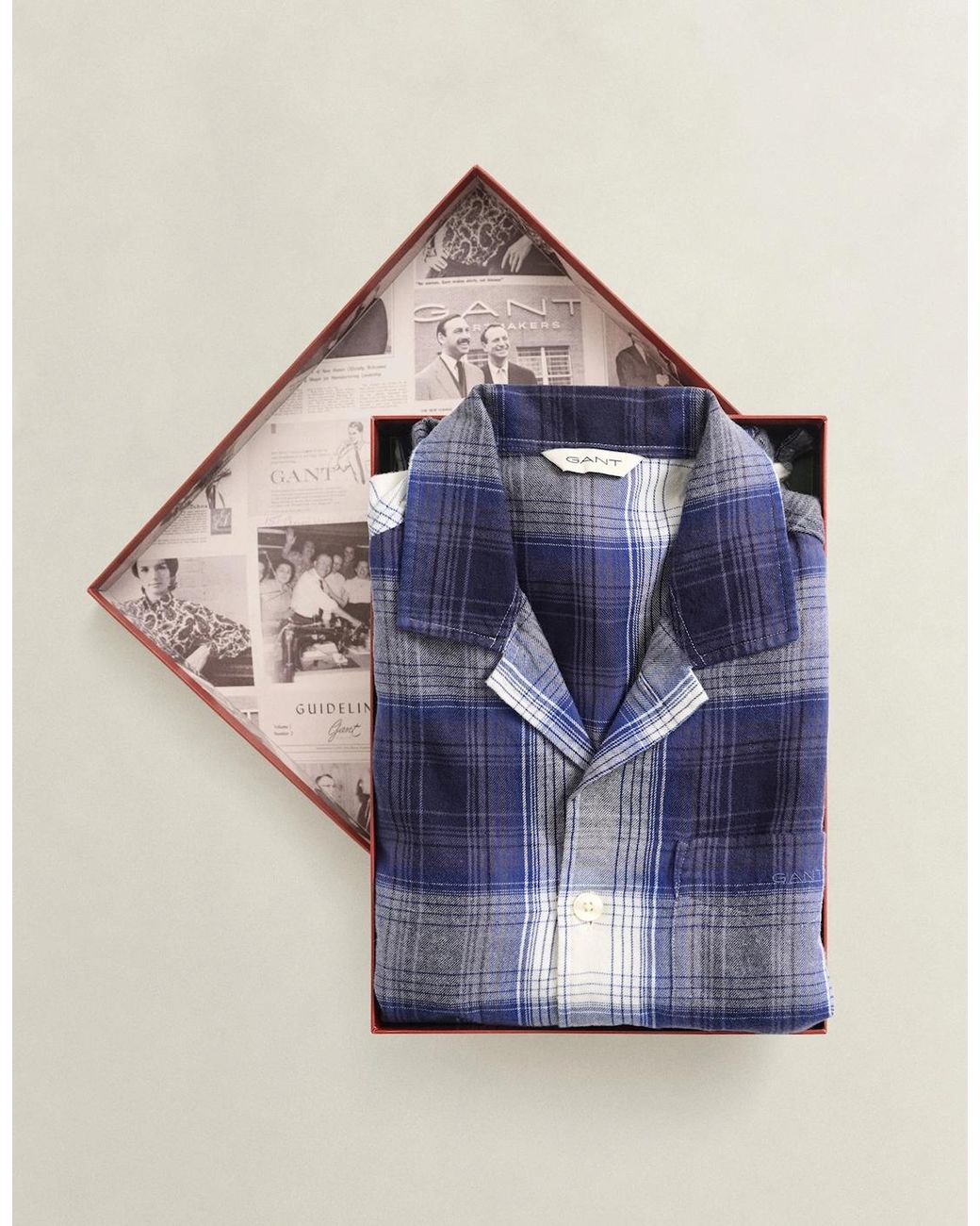 Gant Blue Flannel Checked Pyjama Set Gift Box for men