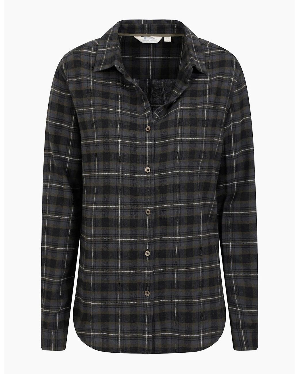 Mountain Warehouse Black Ladies Balsam Brushed Flannel Longline Shirt