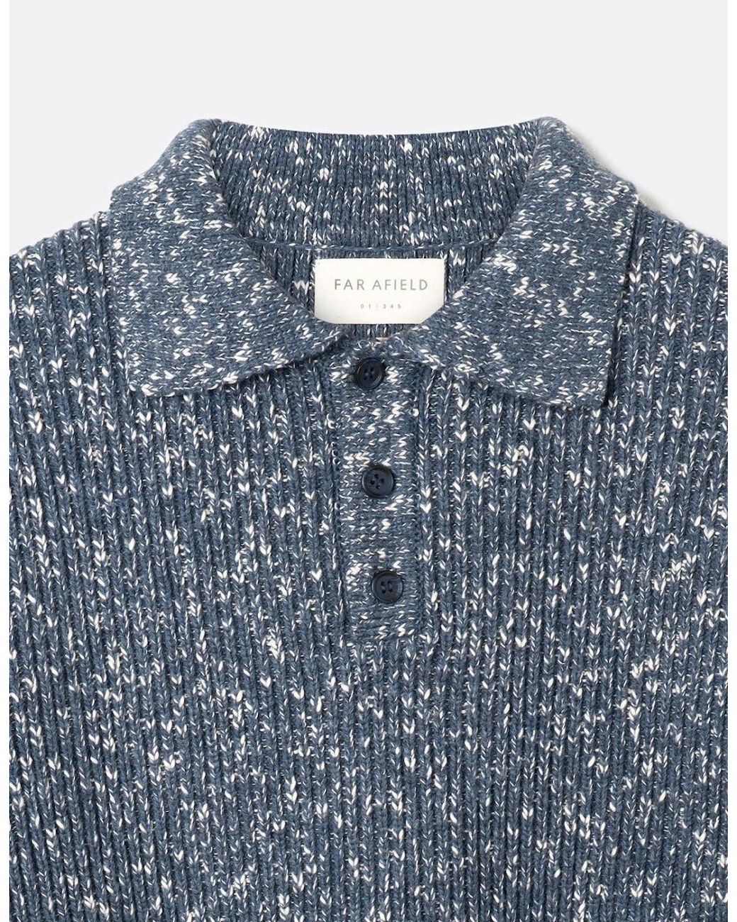 Far Afield Blue Kier Ribbed Polo for men