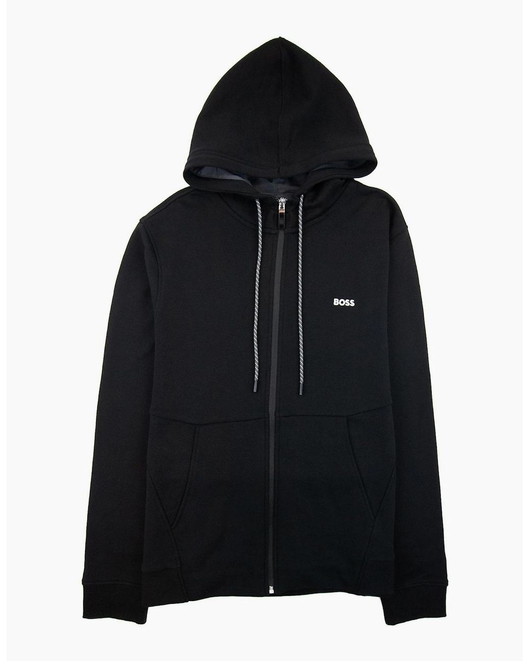 Boss Black Saggy Embroidered Contrast Logo Zip Up Sweatshirt 001 for men