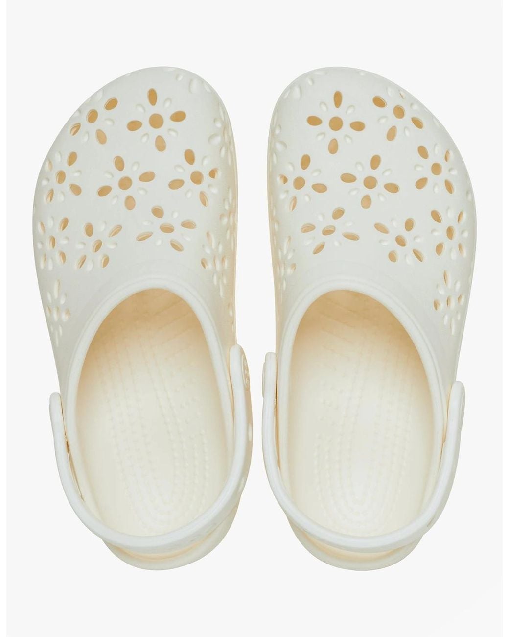 CROCSTM White 210927 Classic Floral Cut Out Clogs Chalk