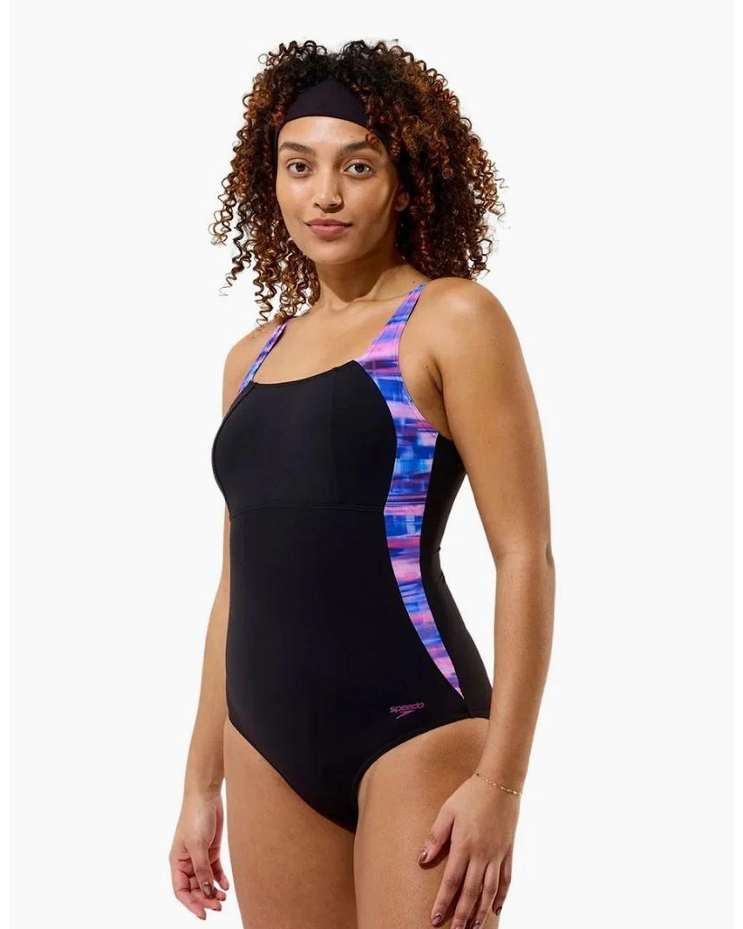 Speedo Blue Ladies Luna Lustre Distorted One Piece Swimsuit