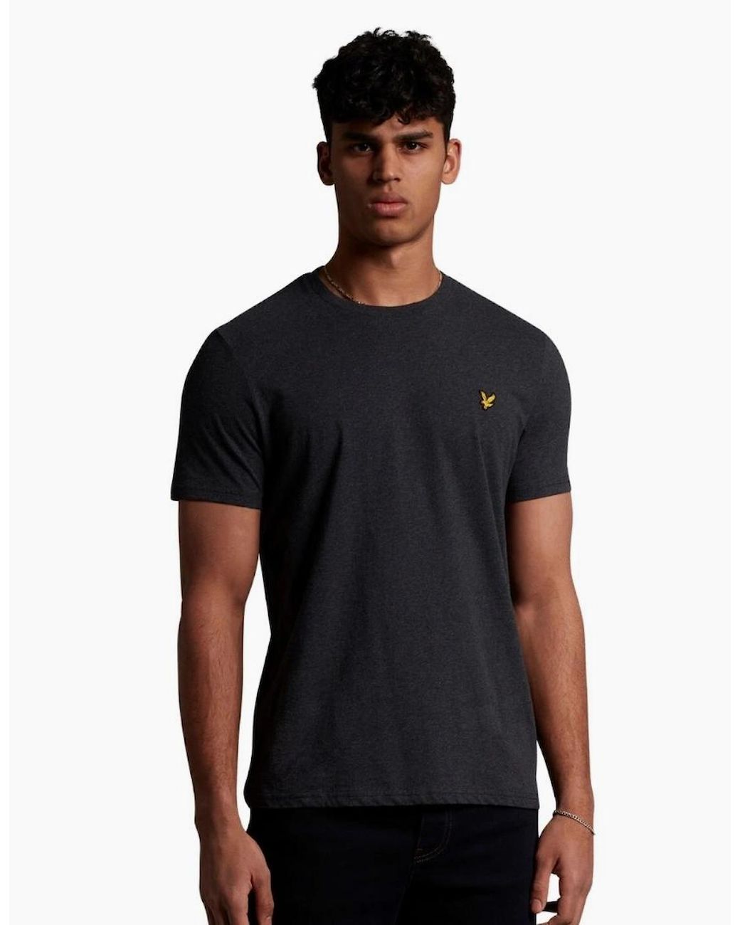 Lyle & Scott Black Lyle & Scott Branded Chest Logo Charcoal Marl T-Shirt for men