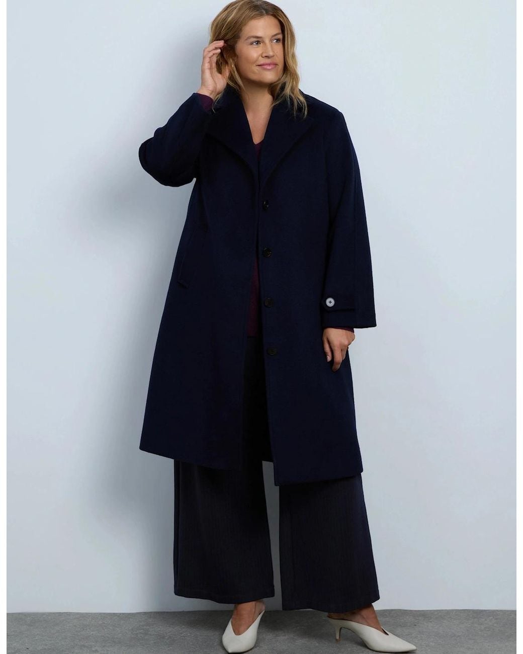 Live Unlimited London Blue Wool Blend Tailored Coat