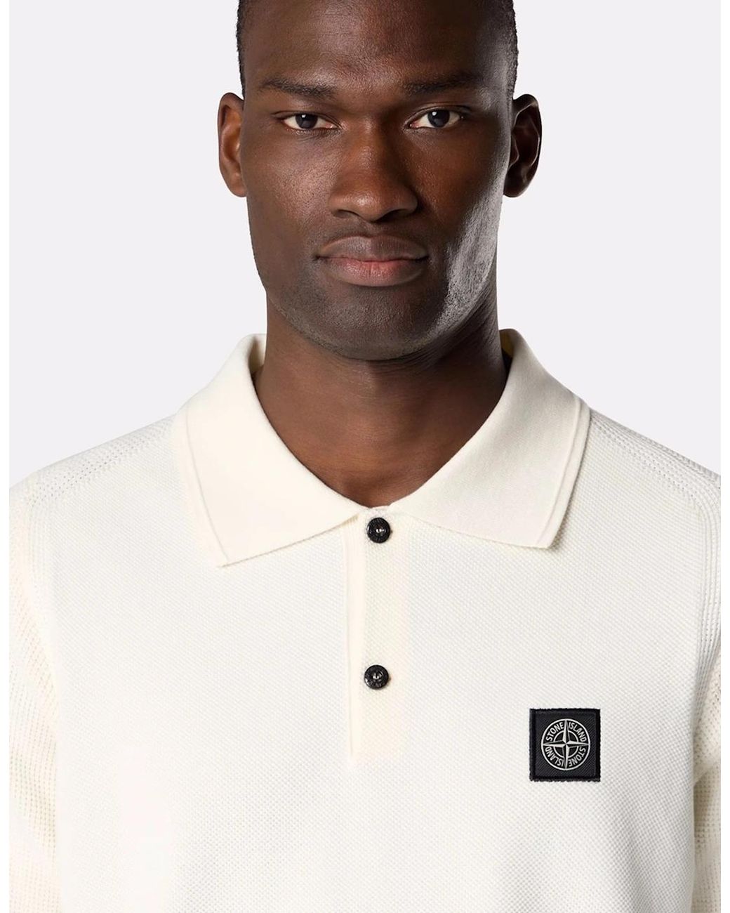 Stone Island Natural S00B5 Knitted Polo for men