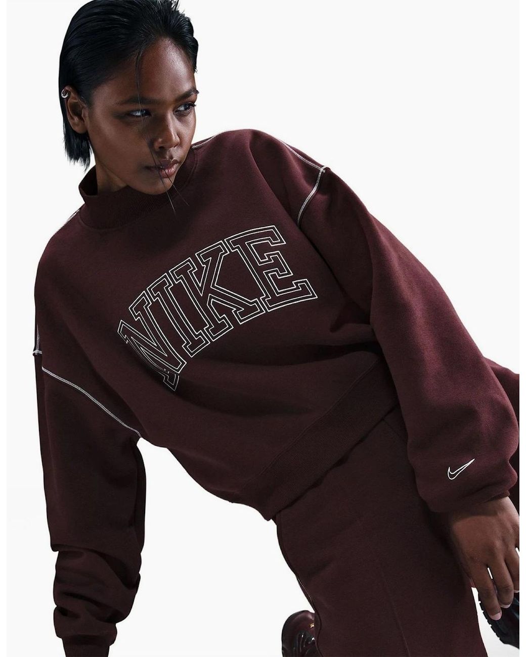 Nike Red Speed Mock Neck High Collar Long Sleeve Sweatshirt