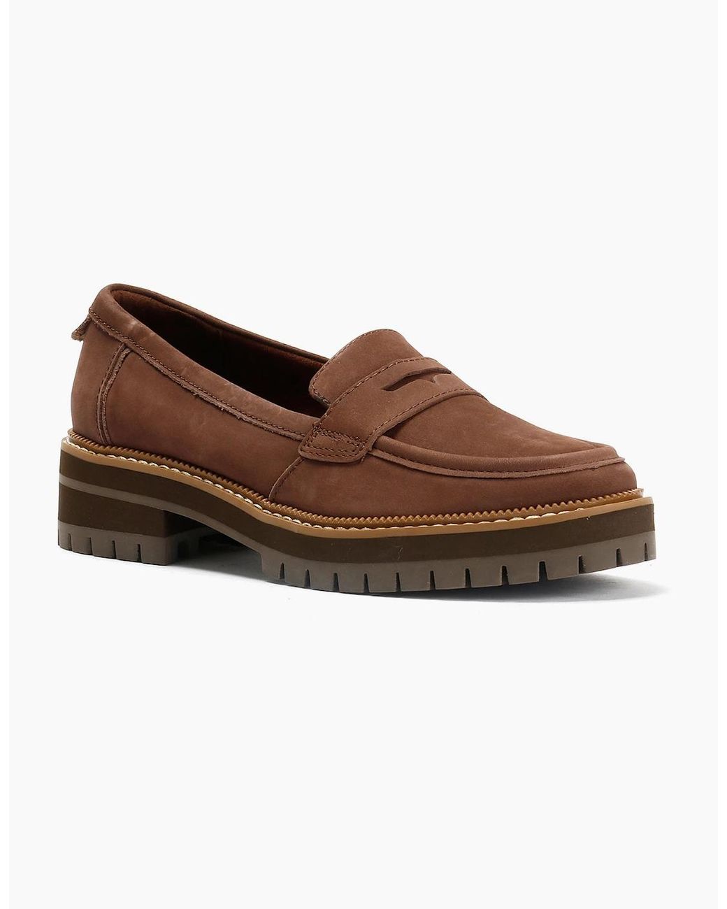 TOMS Brown Cara Leather Oak Loafers