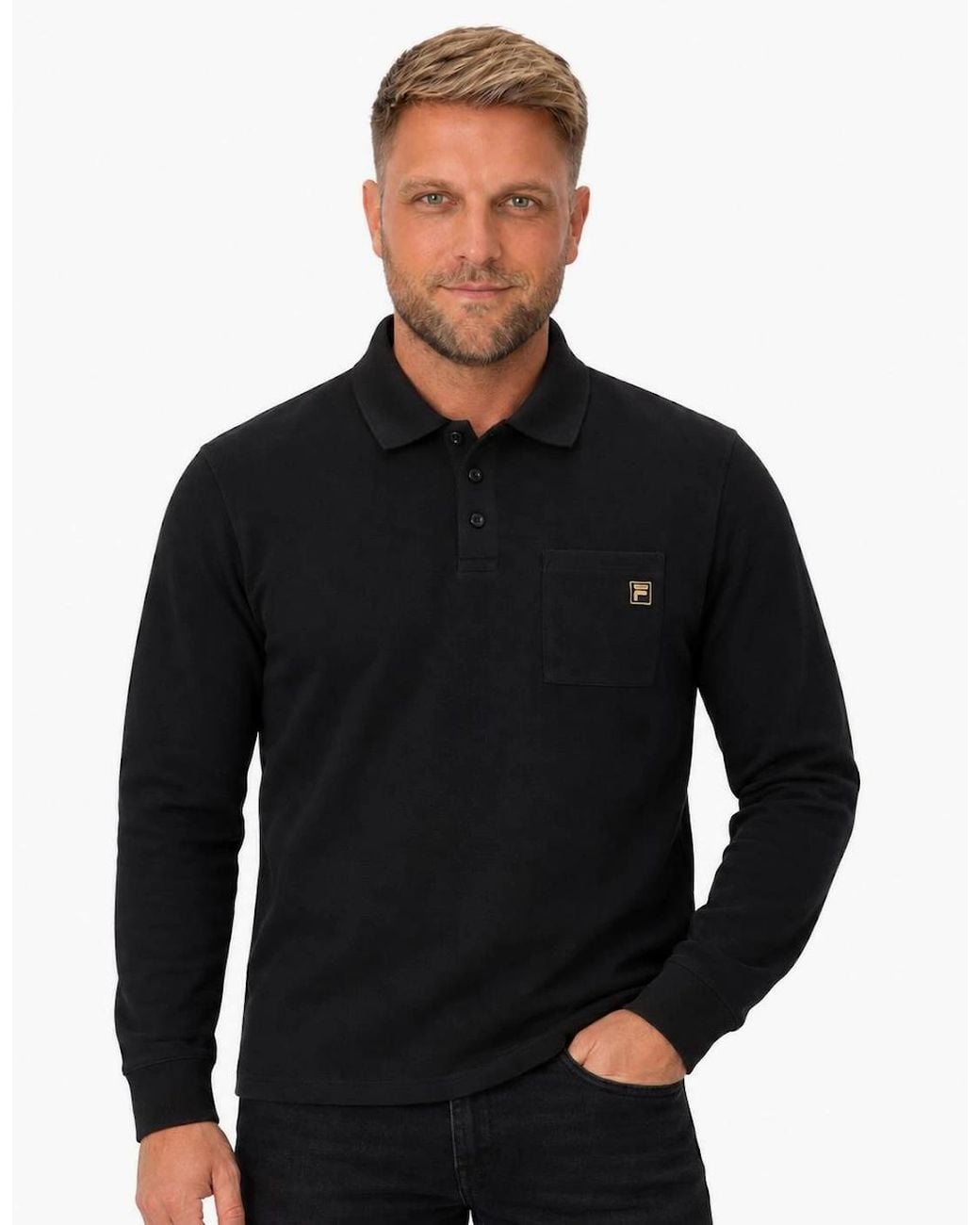Fila Black Dino Pocket Polo Shirt for men