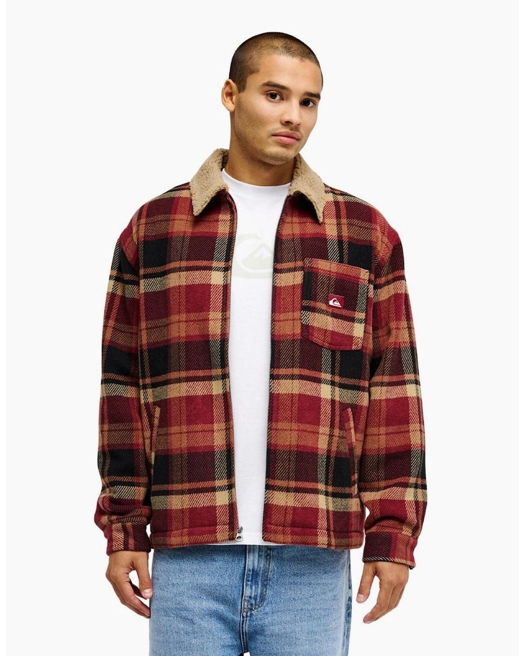Quiksilver Red Dna Sherpa Fleece Lined Shacket for men