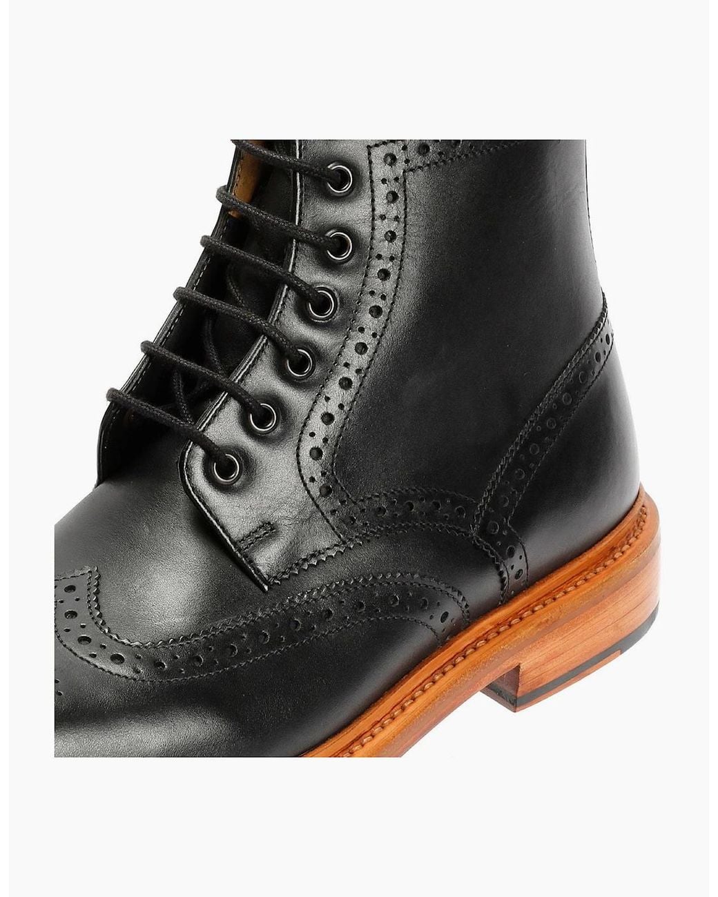 Chapman & Moore Black Walter Brogue Leather Boots for men