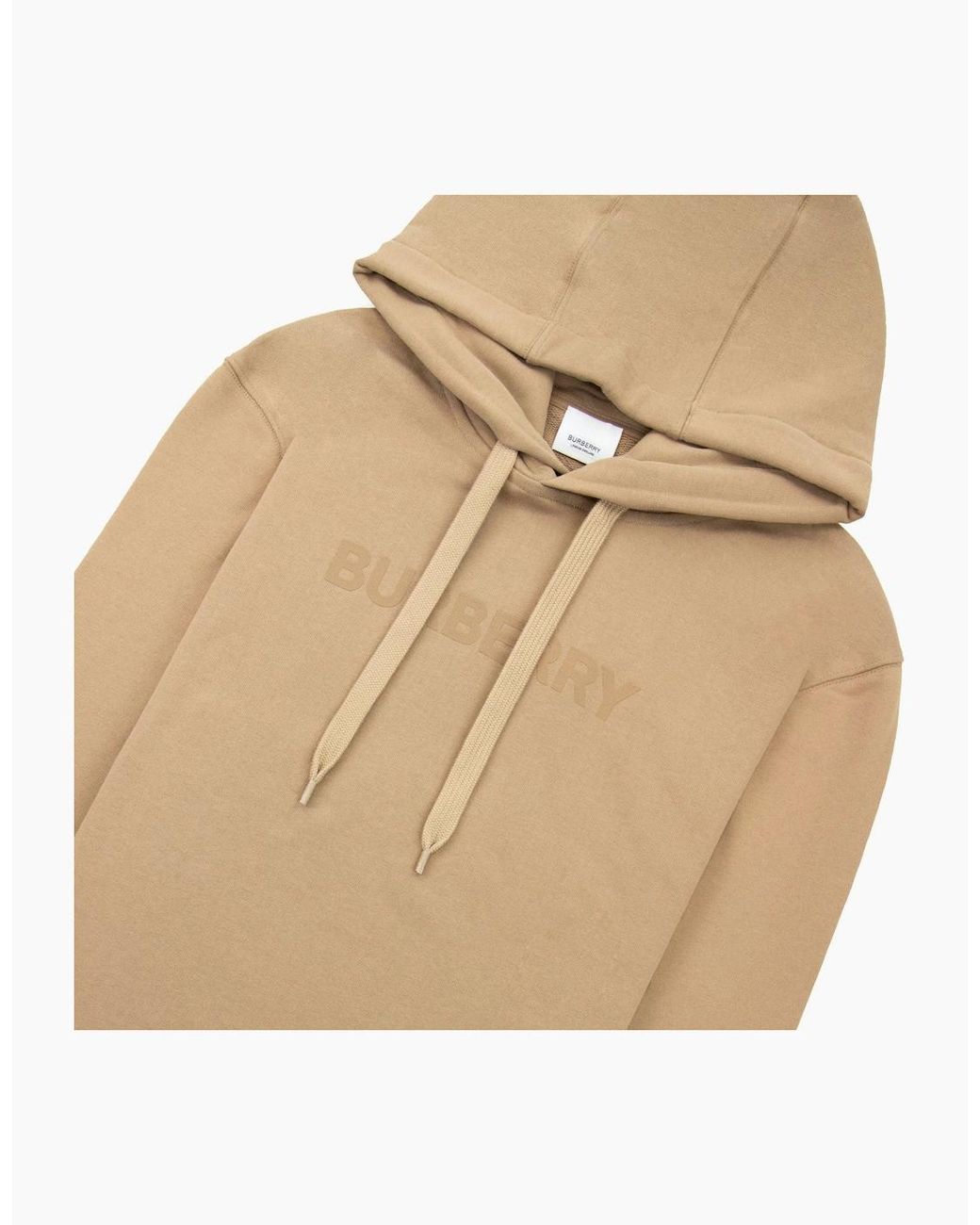 Burberry Natural Logo Print Cotton Hoodied Sweatshirt Camel for men