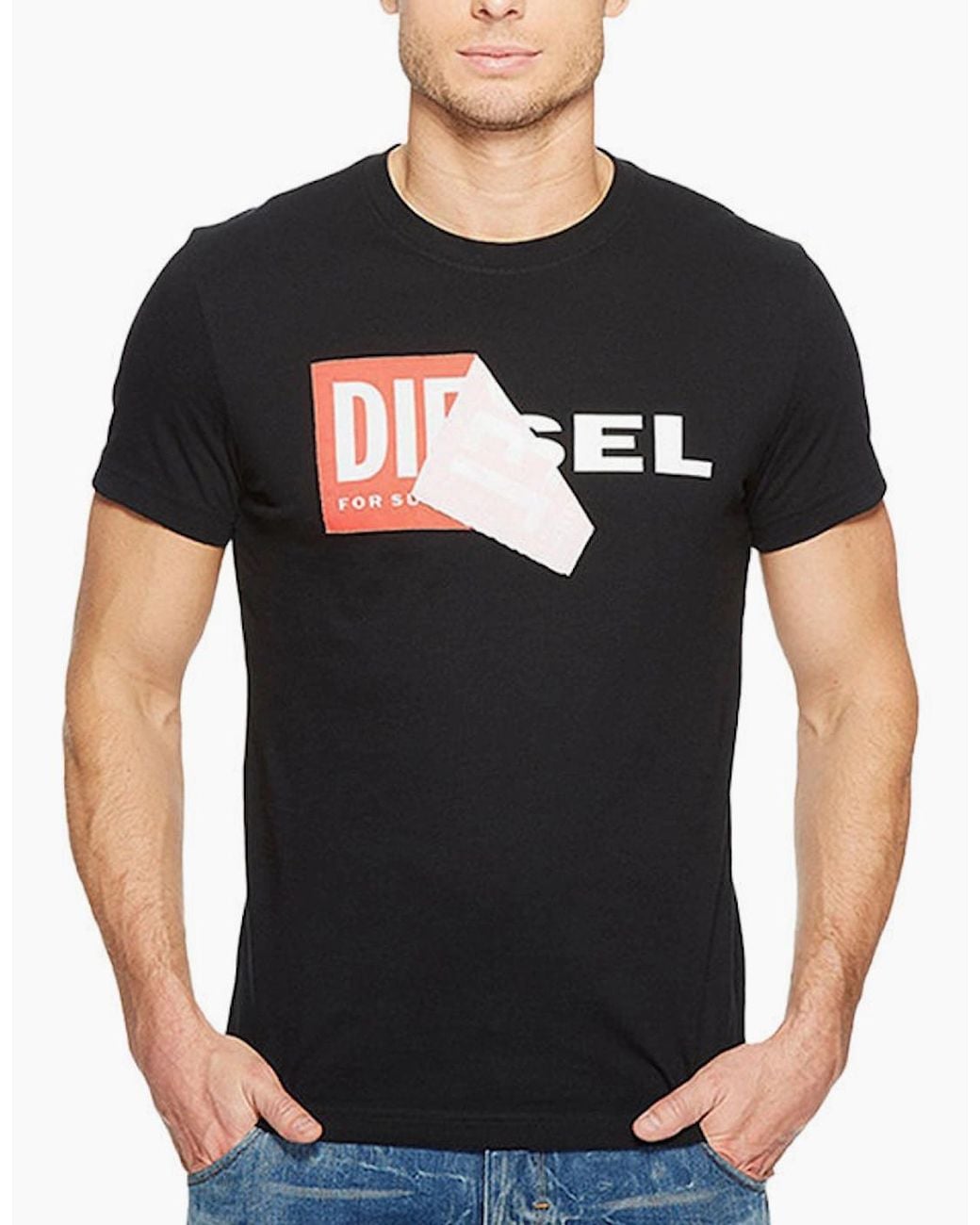 DIESEL Black T Diego Qa T-Shirt Short Sleeve Slim Fit Casual for men