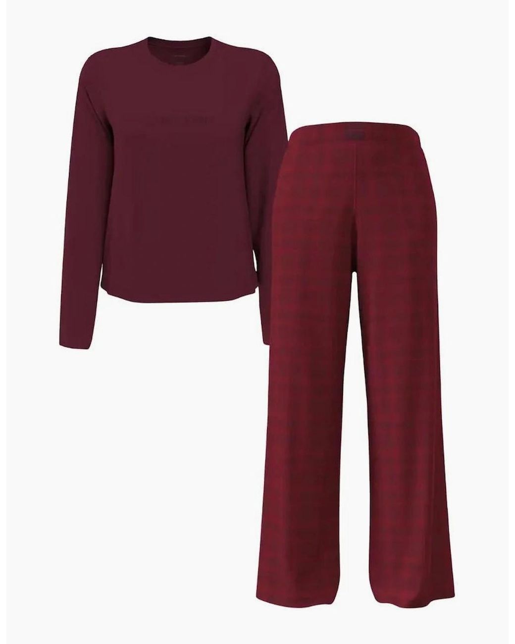 Calvin Klein Red Check Flannel Pyjama Set, Zinfandel