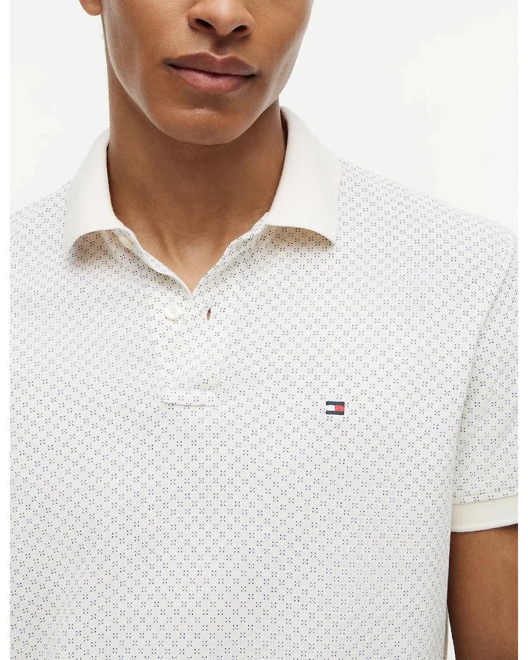 Tommy Hilfiger White Microprint Pique Polo Shirt Z00 Ivory Petal for men