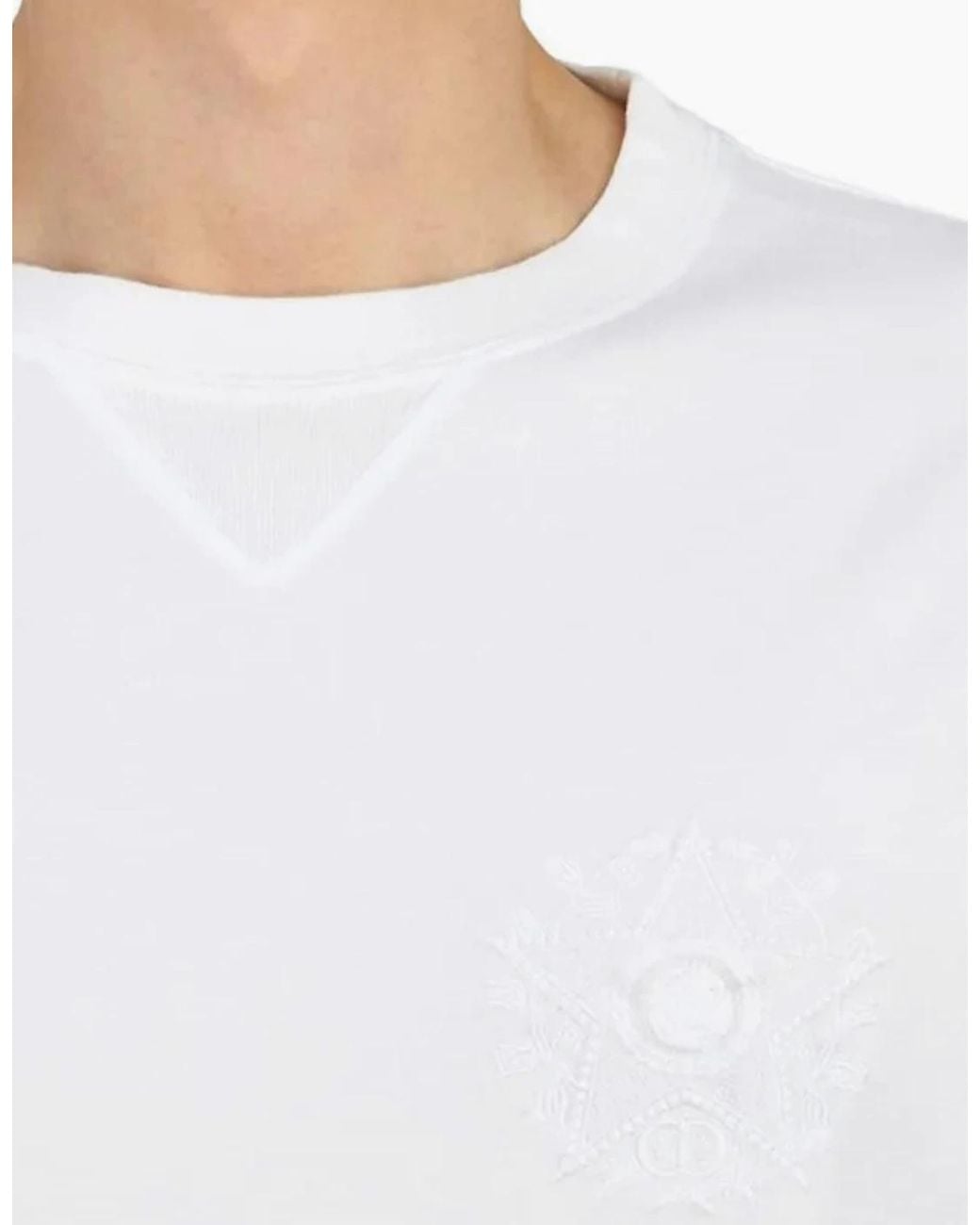 Dior White Cd Étoile Embroidered Tee