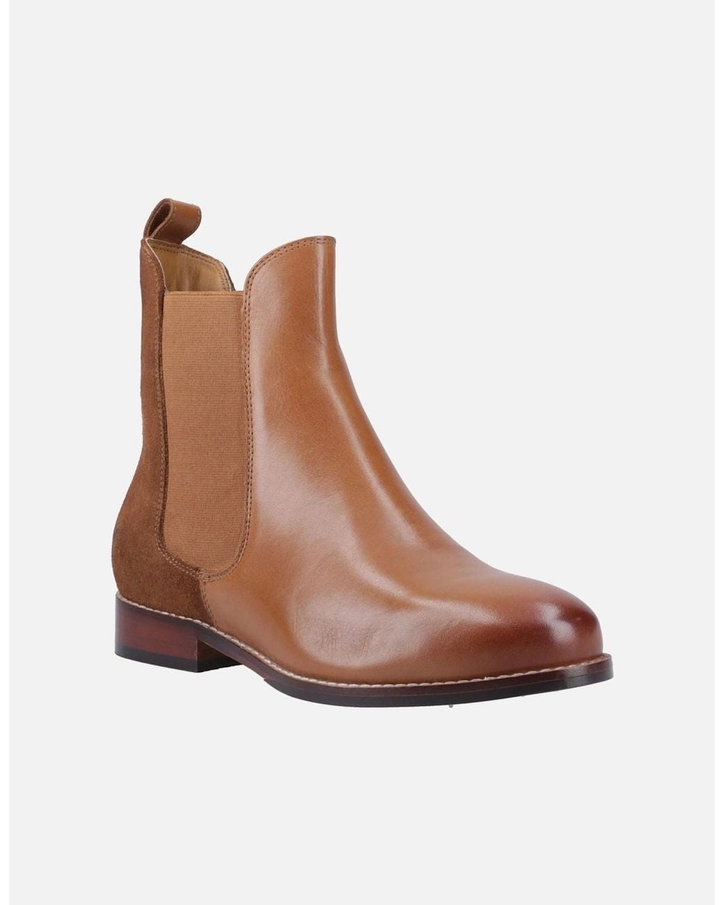 Hush Puppies Brown Colette Leather Tan Flat Chelsea Boots