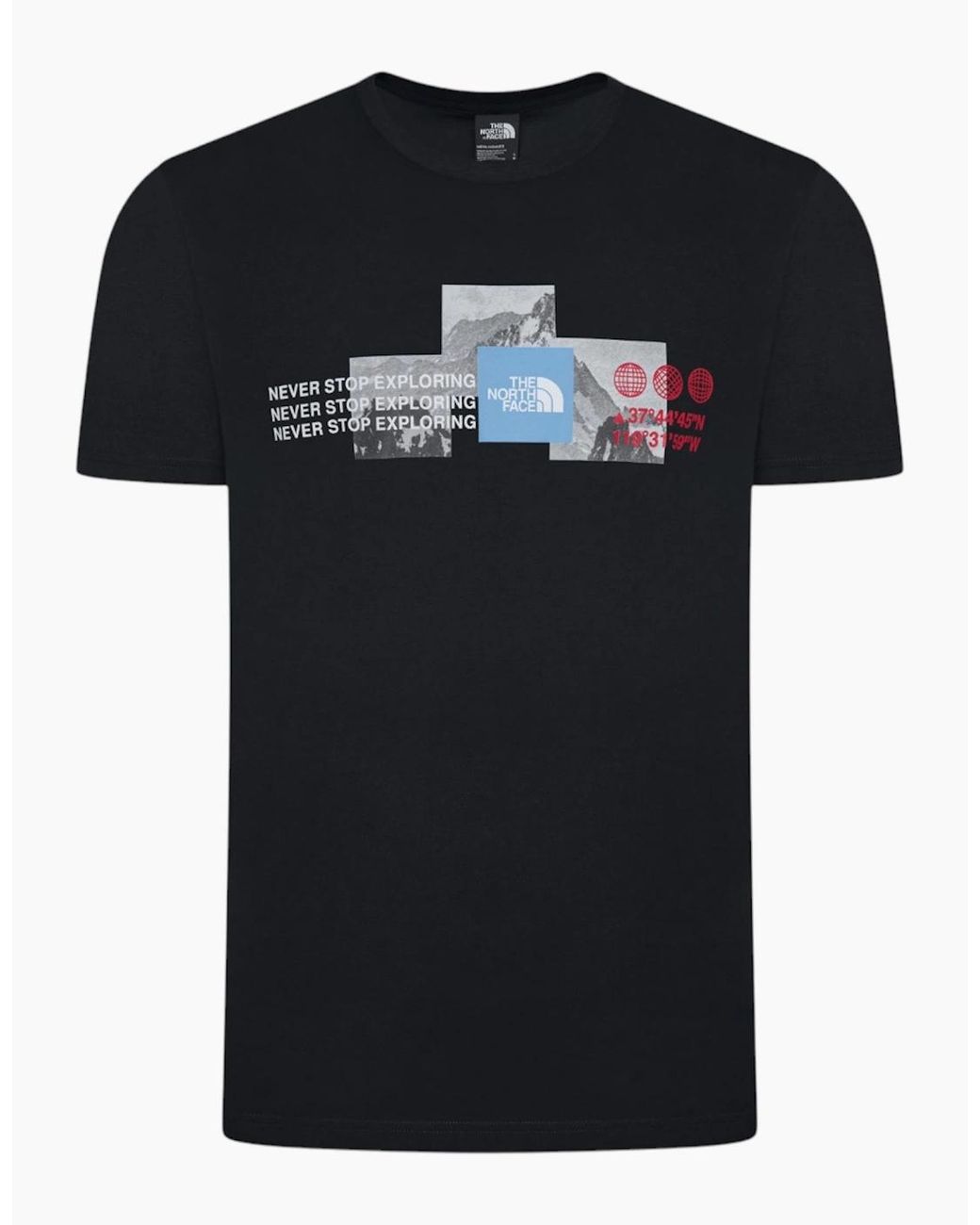 The North Face Black T Shirt Mountain Front Short Sleeve Graphic Print Cotton Tee for men