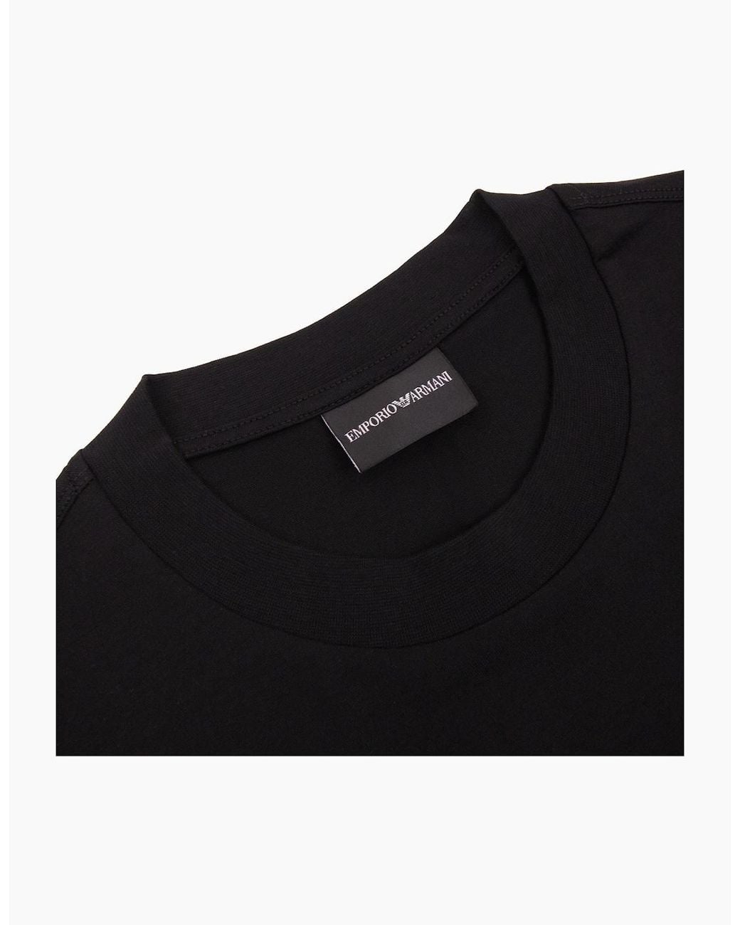 Emporio Armani Black Graphic Embroidered Logo T Shirt for men