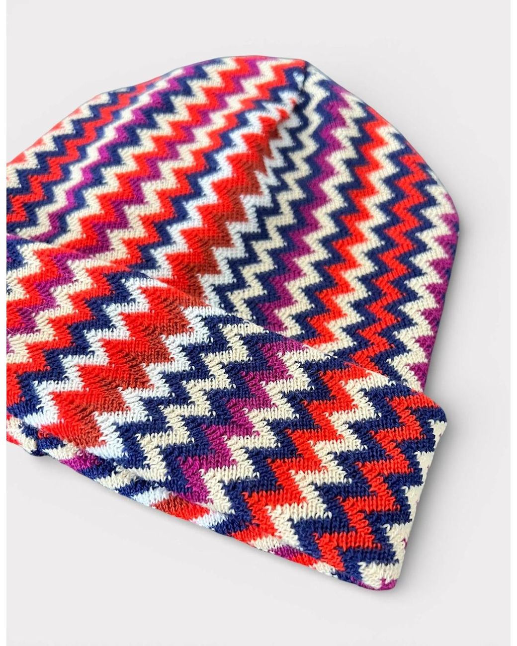 Missoni Red Zigzag Beanie Multi