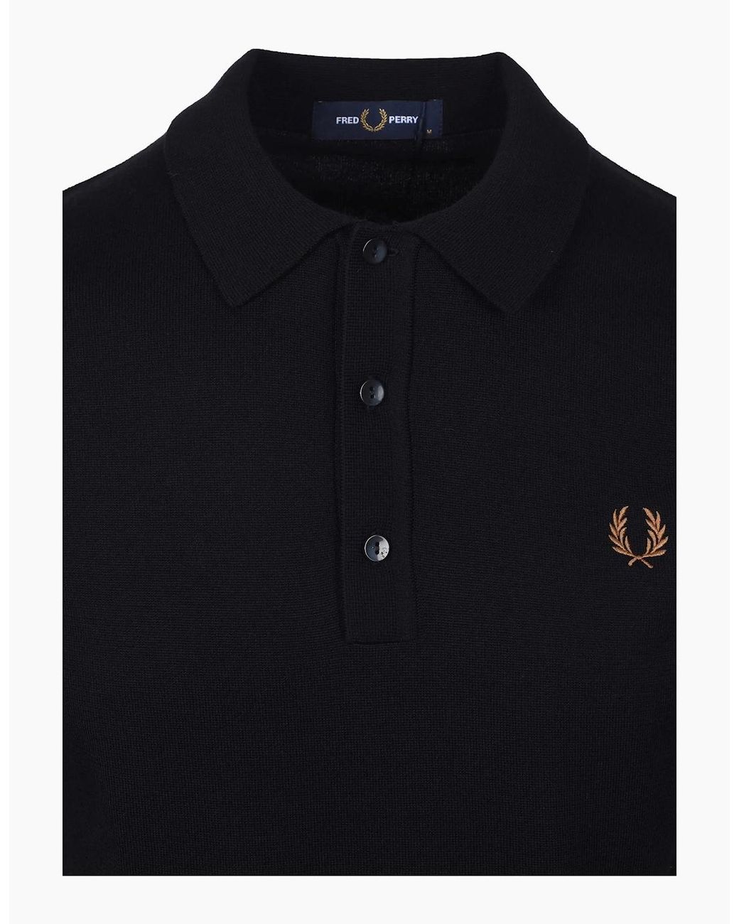 Fred Perry Black Cotton Knitted Shirt for men