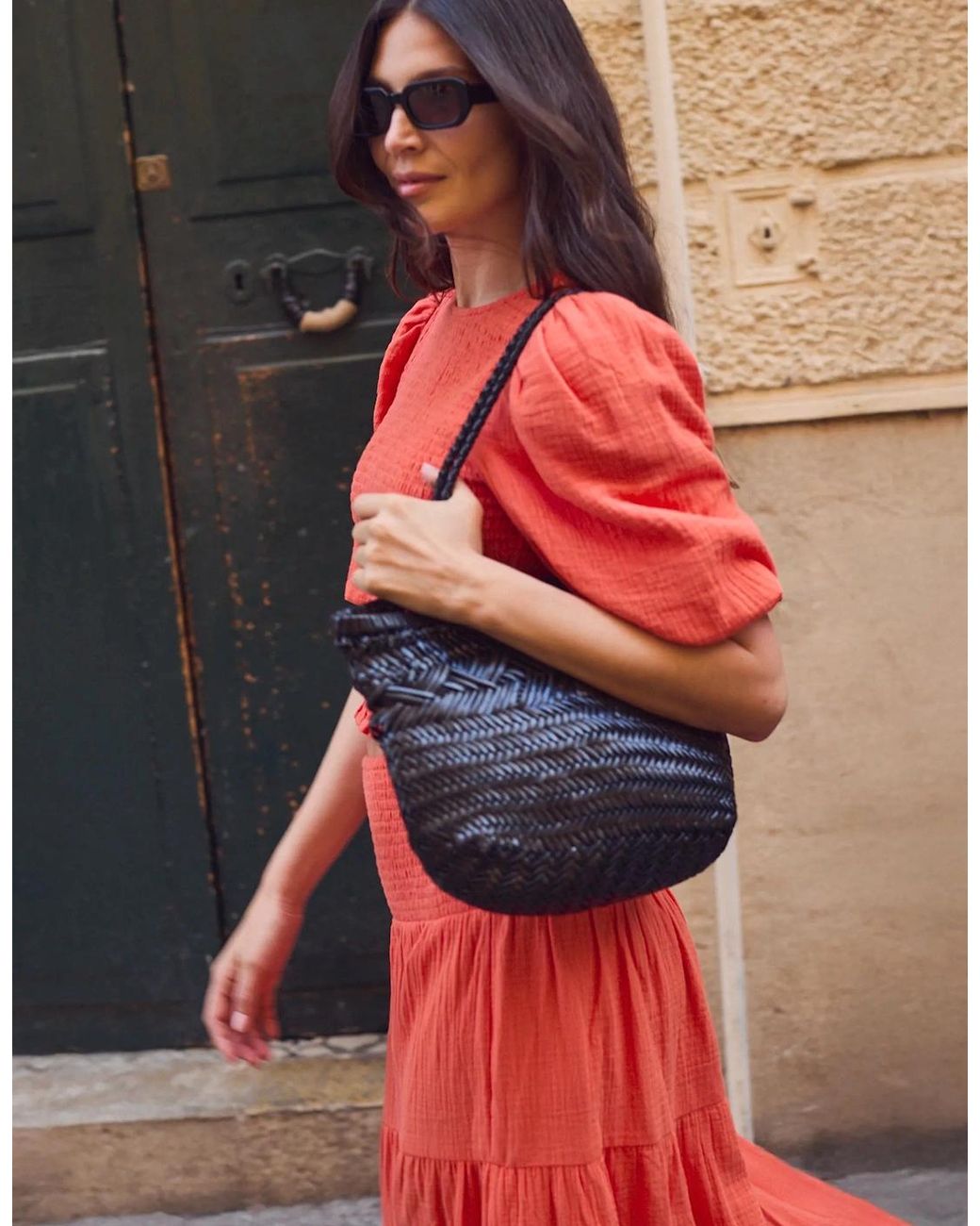 Ro&zo Coral Cheesecloth Shirred Top