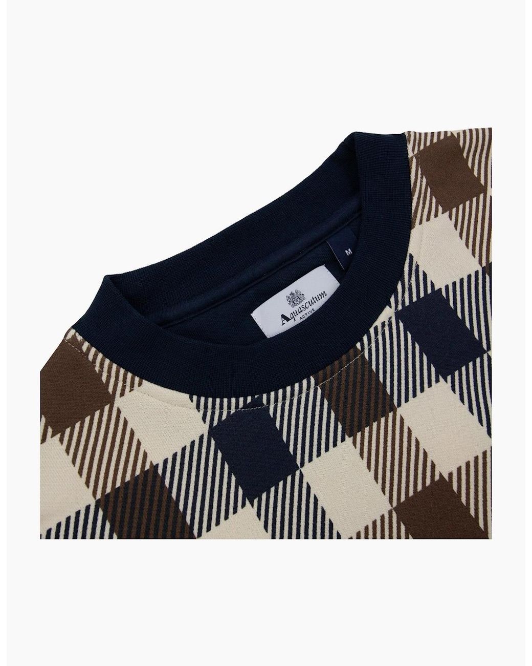 Aquascutum Blue Iconic Pocket Fleece Sweatshirt Macro Club Check 30 for men