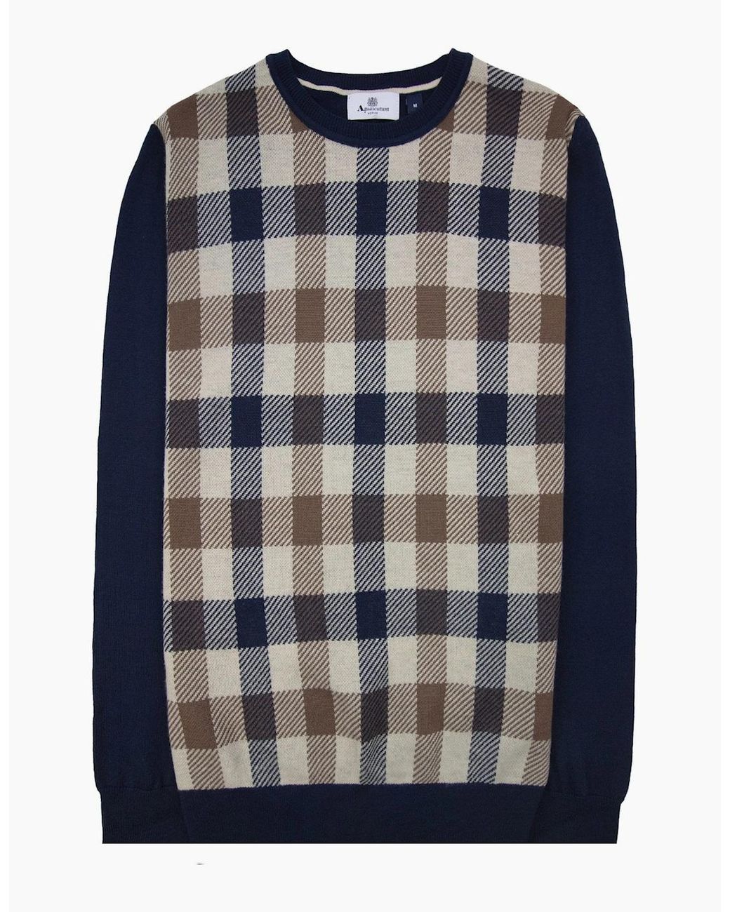 Aquascutum Blue Active Club Check Lana Wool Sweater 11 for men