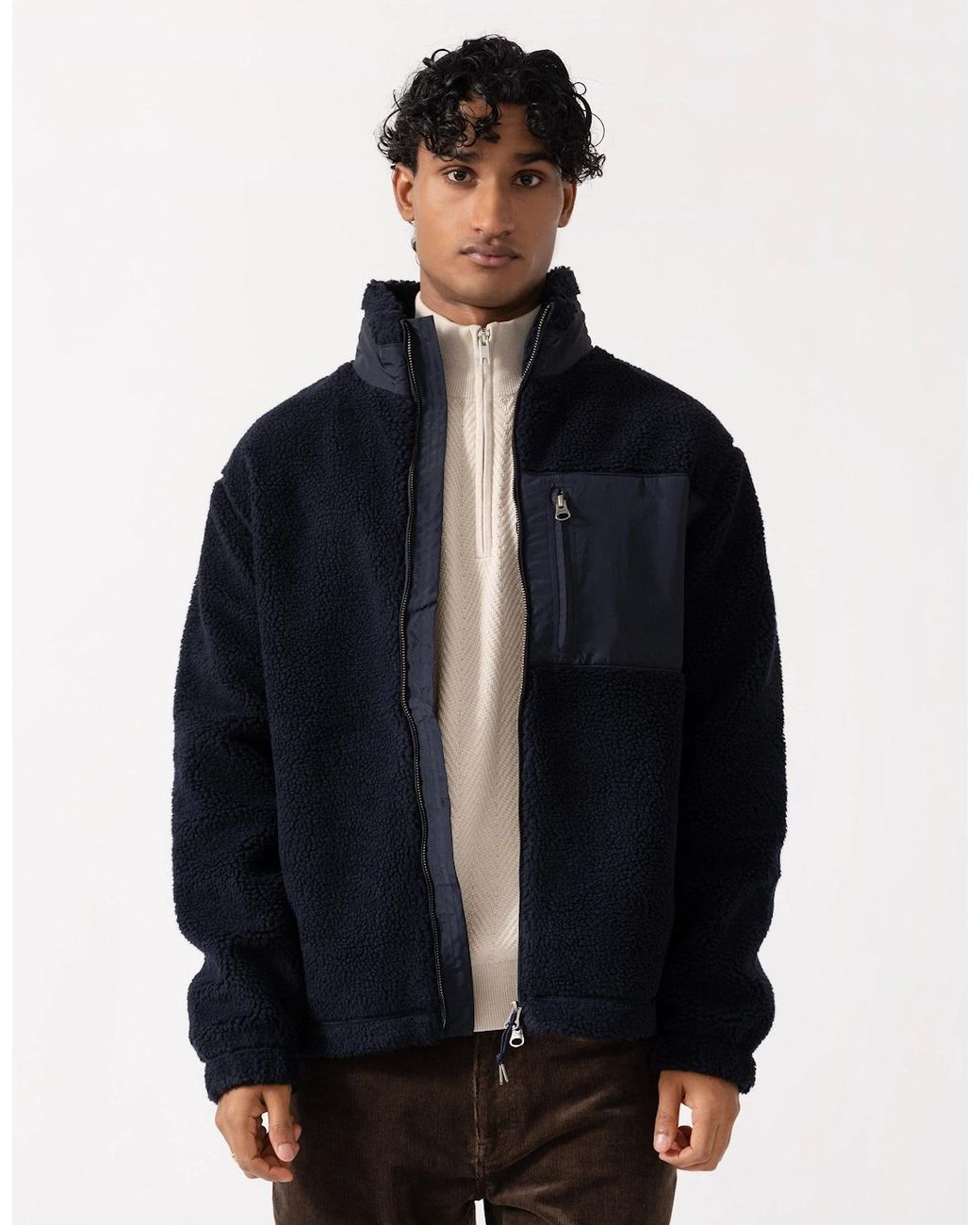 Gant Blue Patch Pocket Fleece Jacket for men