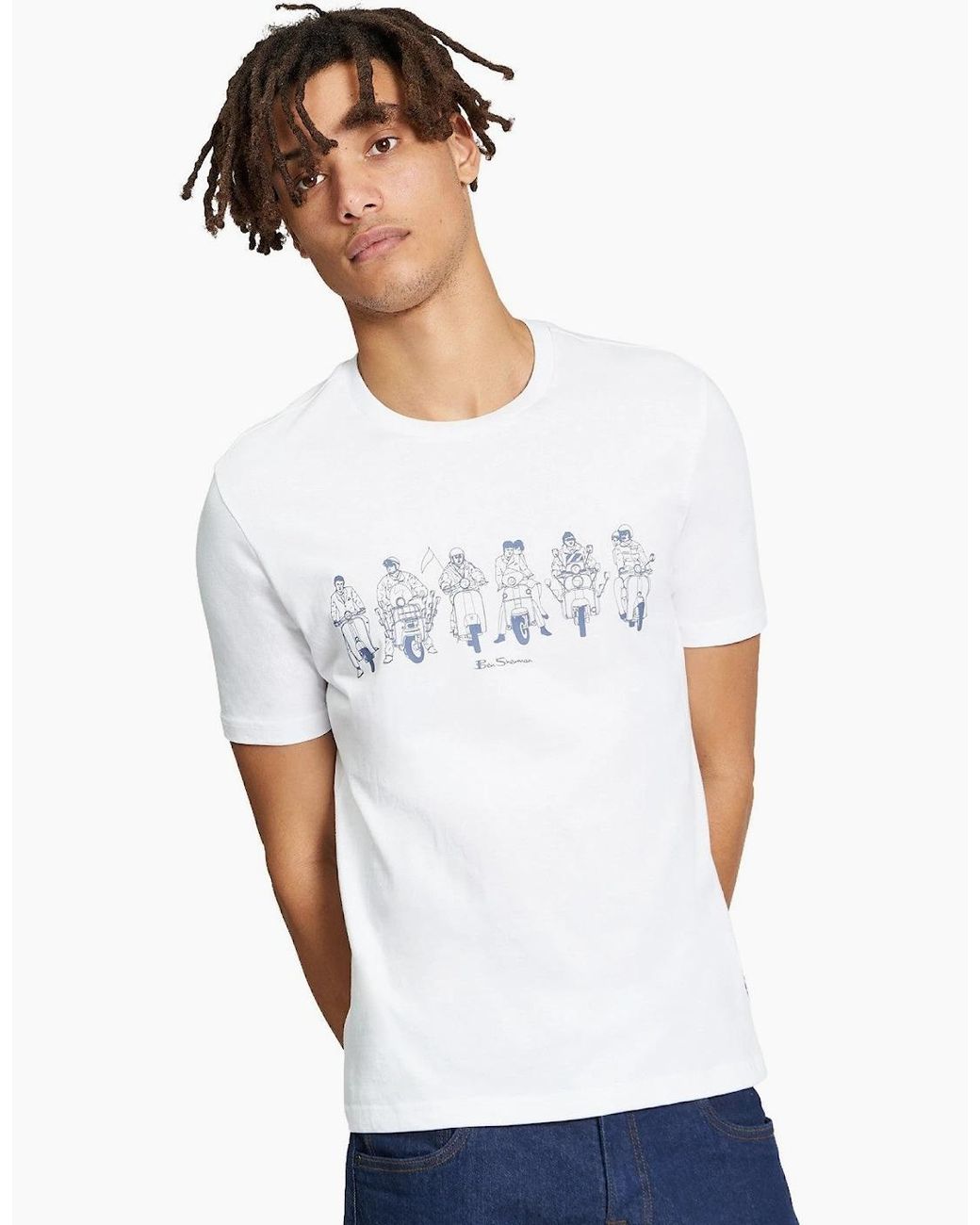 Ben Sherman White The Start Line Graphic Short Sleeve T-Shirt for men