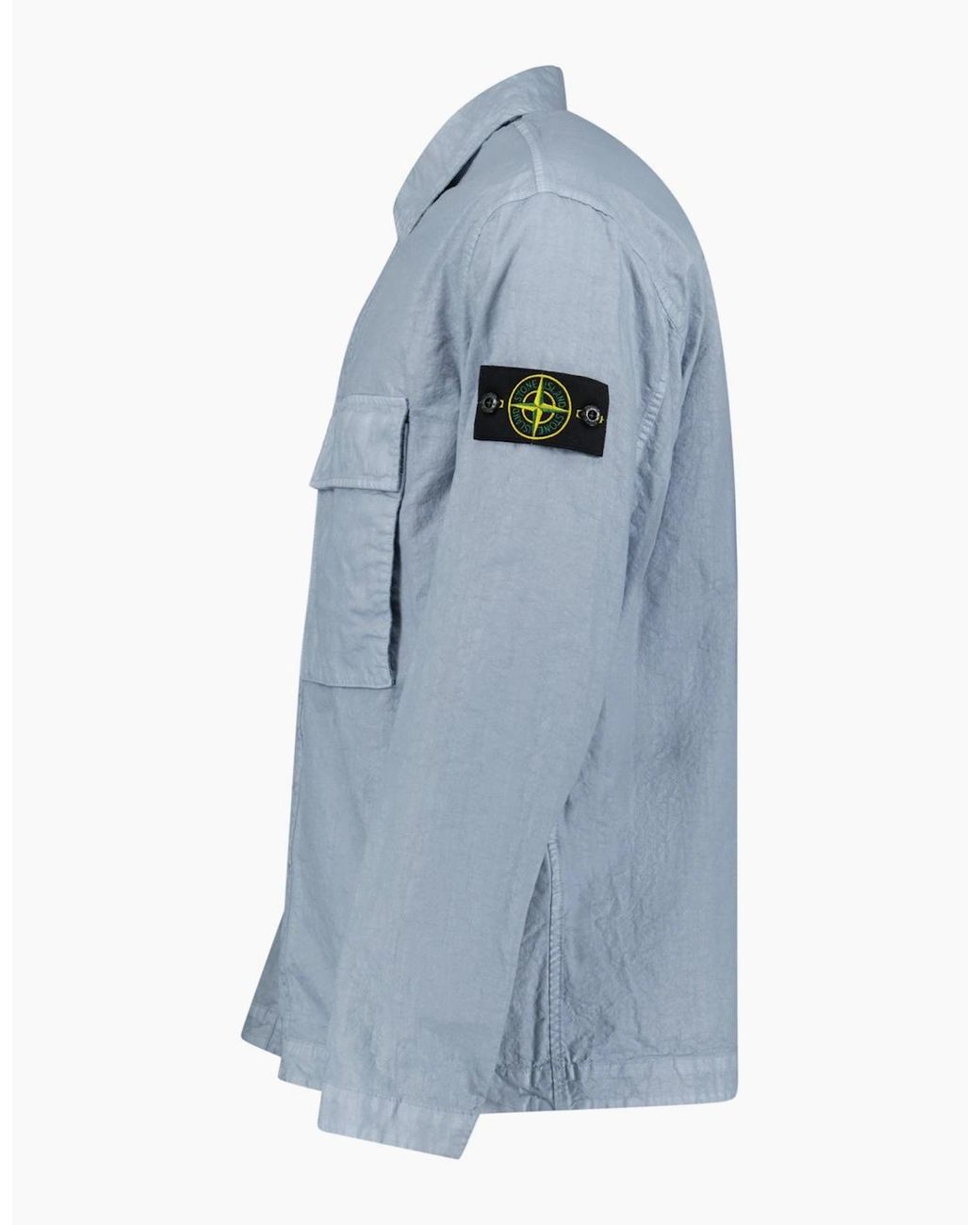 Stone Island Blue Organic-Look Nylon Panama-Tc Overshirt for men