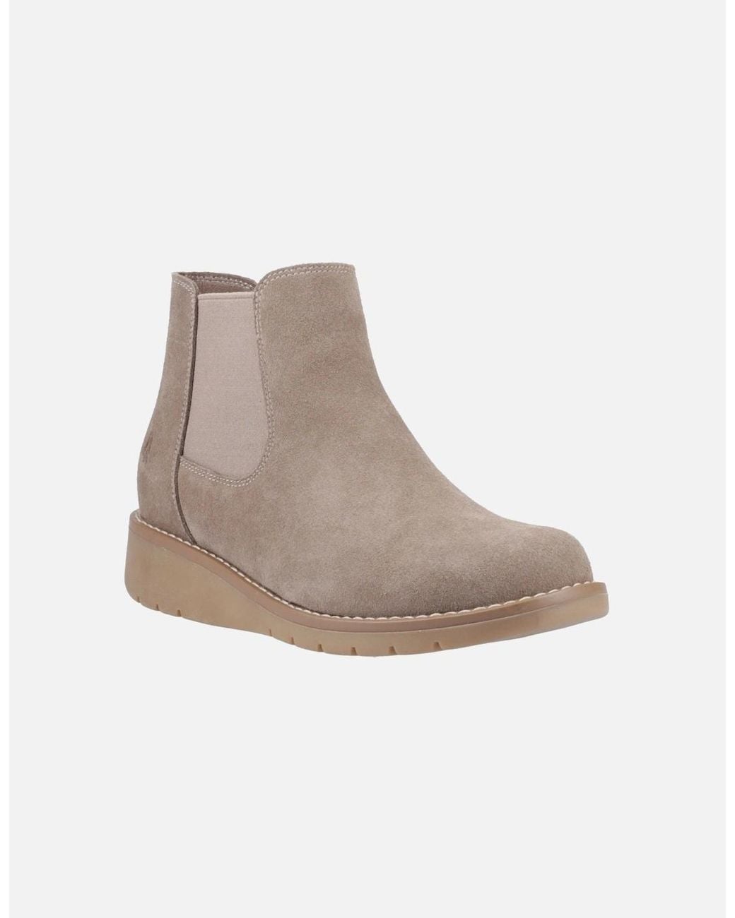 Hush Puppies Natural Leonie Suede Taupe Flat Chelsea Boots