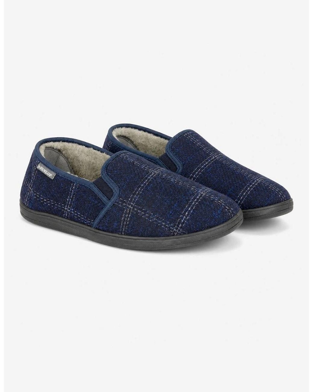 Dunlop Blue Owen Full Slippers Check for men