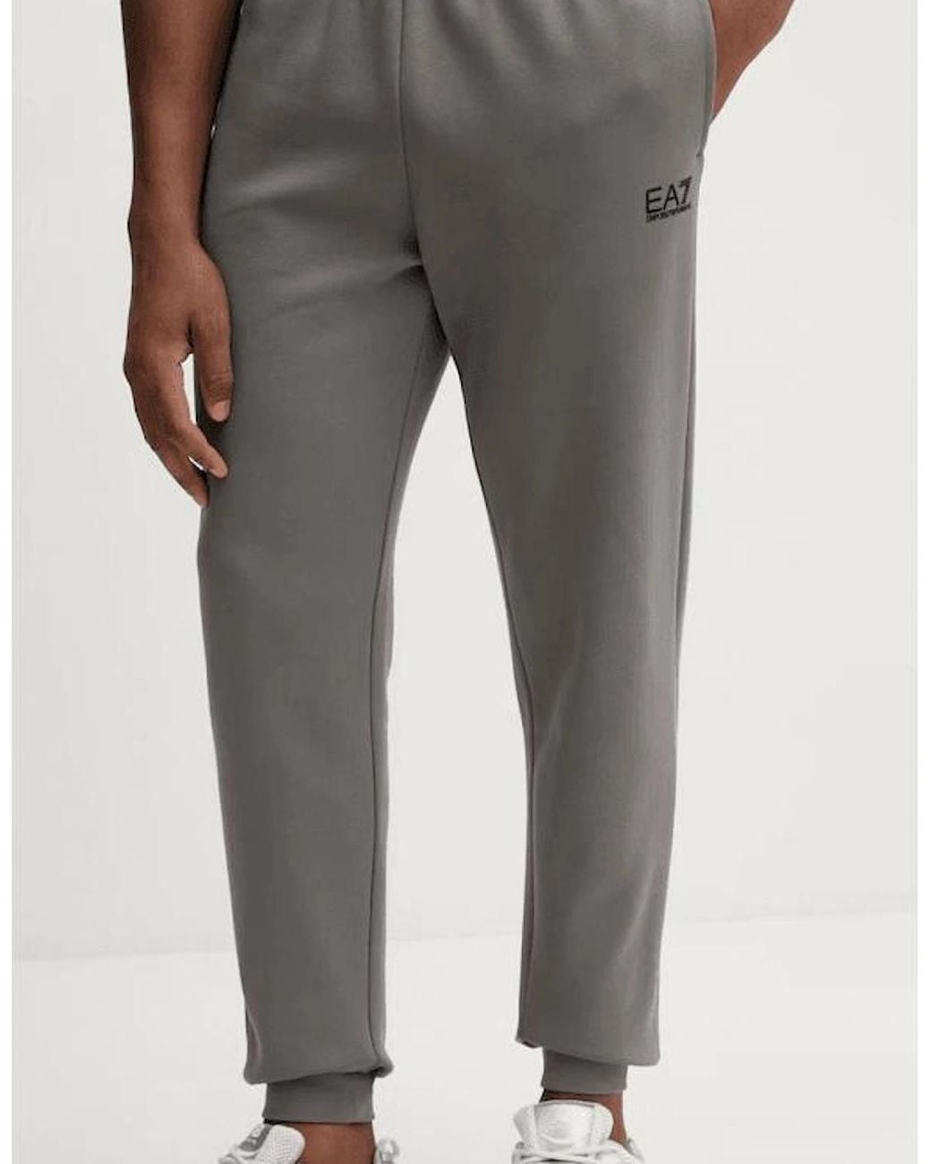 EA7 Gray Core Id Zip Hooded Cotton Tracksuit for men