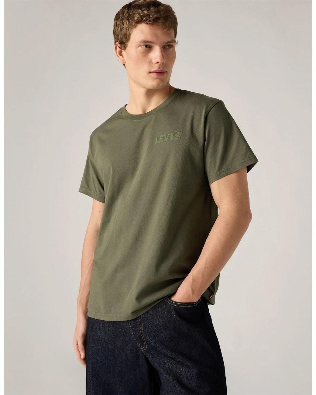Levi's Green Levi's Headline Logo Cotton Relaxed Fit T-Shirt for men