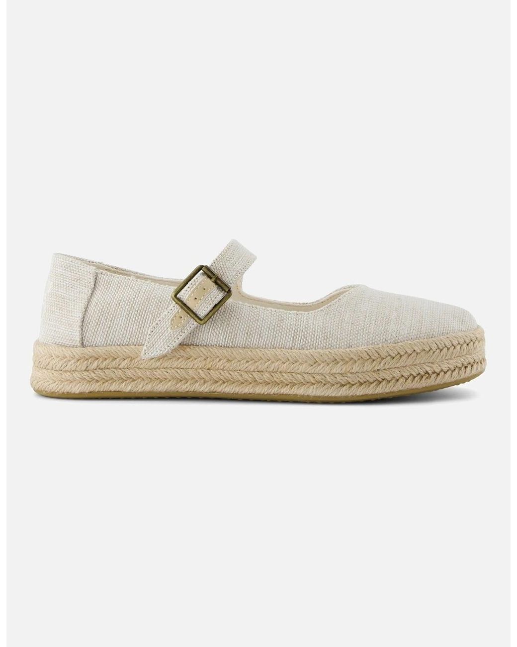 TOMS White Carolina Mary Jane Nylon Natural Espadrilles