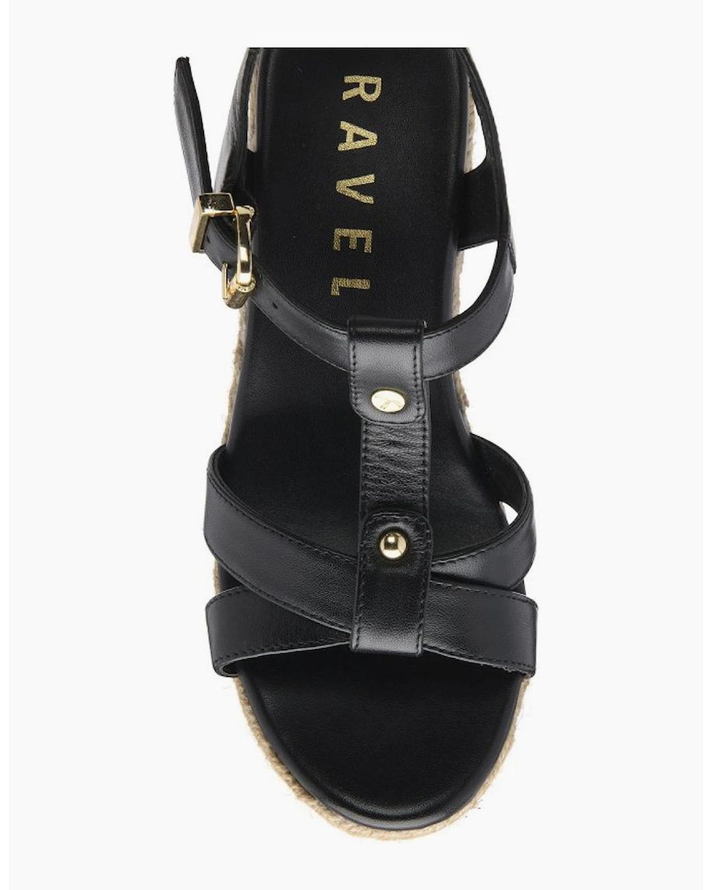 Ravel Black Elling Wedge Sandals