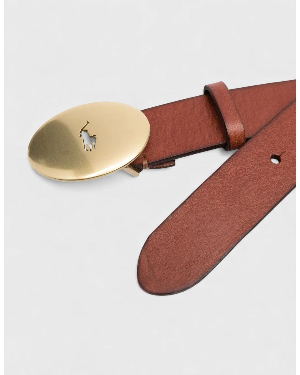 Ralph Lauren Brown Polo Classic Logo Leather Belt