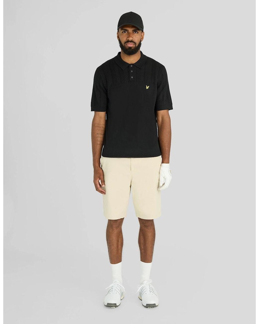 Lyle & Scott Black Texture Block Knitted Polo Shirt for men