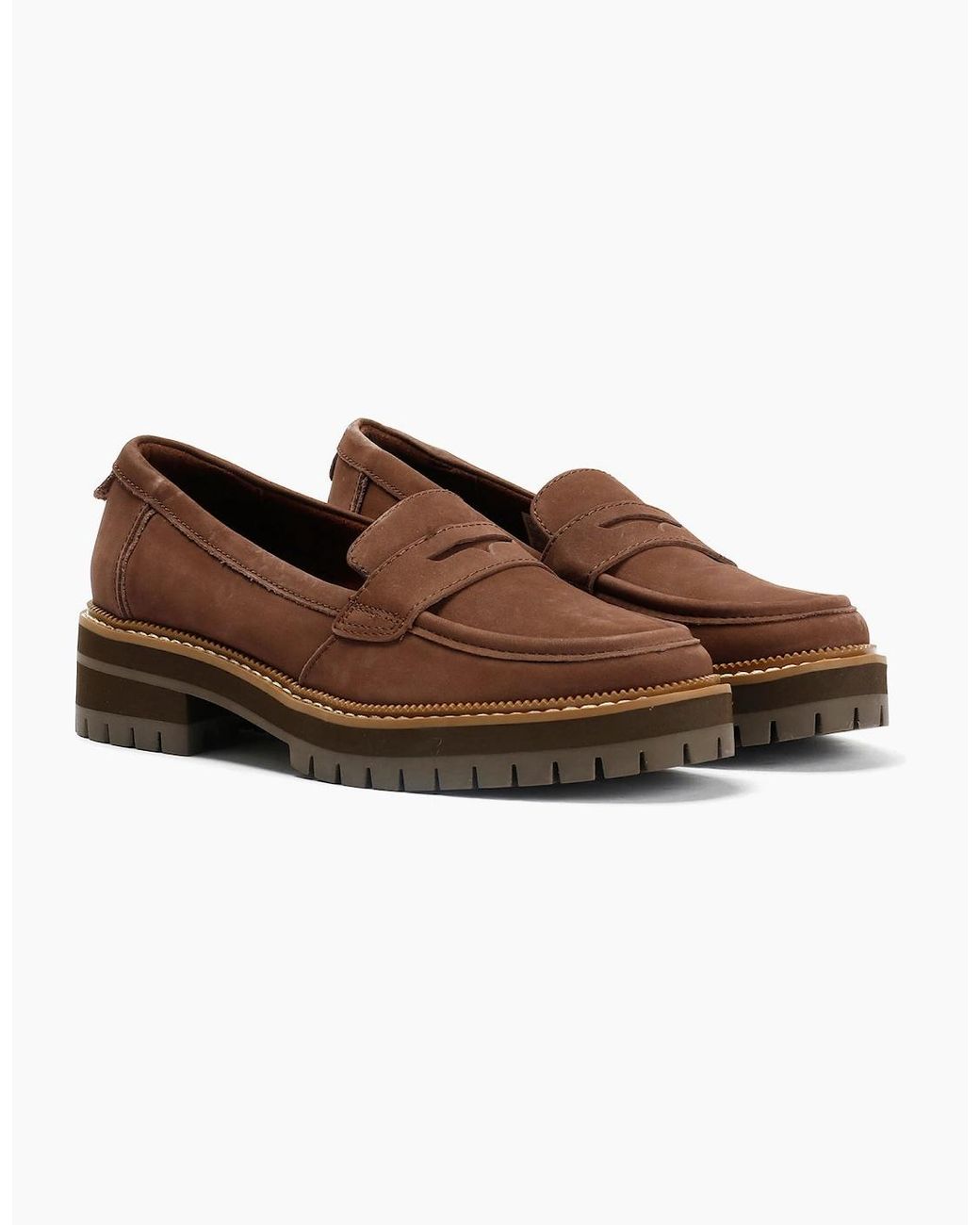 TOMS Brown Cara Leather Oak Loafers