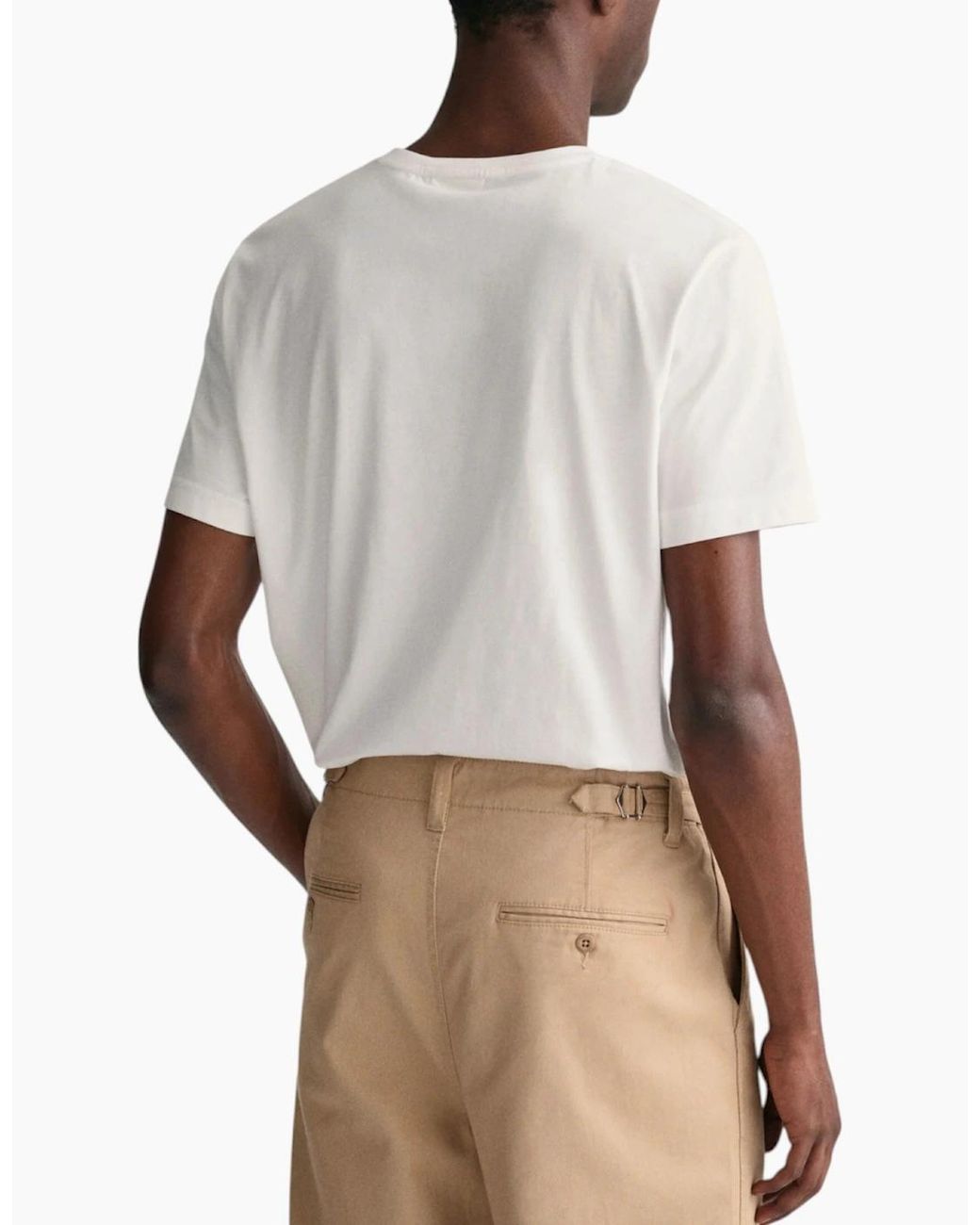 Gant White T Shirts Shield Logo Crew Neck Short Sleeve Cotton Summer Casual Tee for men