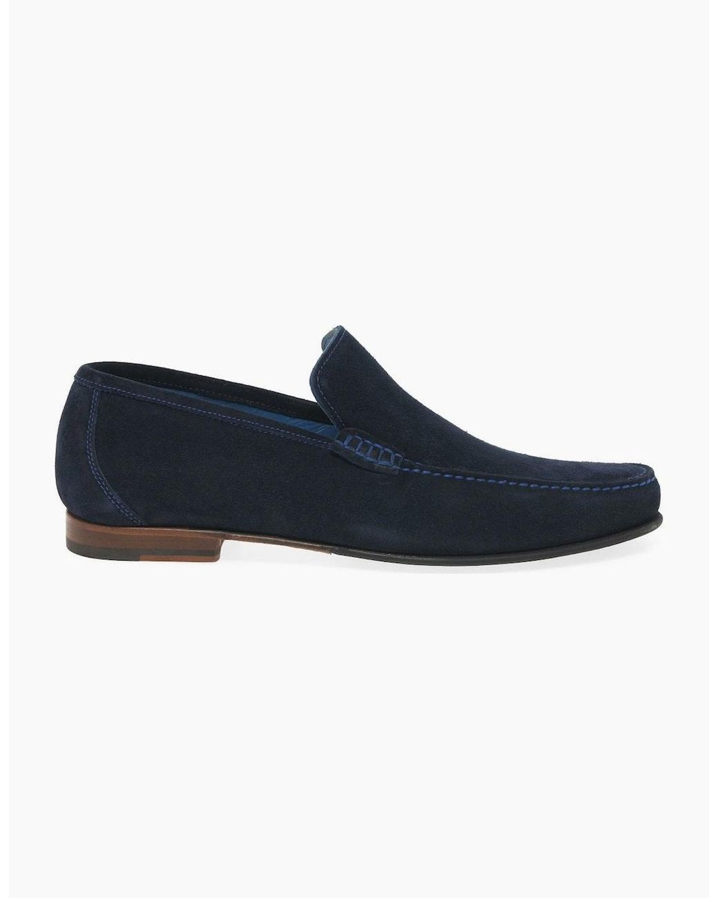 Loake Blue Nicholson Suede Moccasin Shoes for men